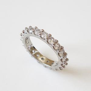 Rhodium plated 925 sterling silver band rings with stones American European delicate fine jewelry accessories