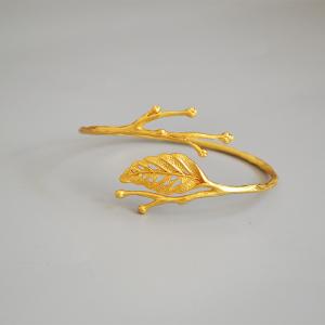 Tree and leaf bangle bracelets gold plated 925 sterling silver luxury jewelry accessories China factory