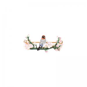 925 sterling silver flower bird pin brooches enamel handmade China jewelry manufacturer