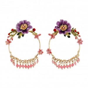 Flowers dangle earrings with enamel gold plated 925 sterling silver China jewelry supplier factory