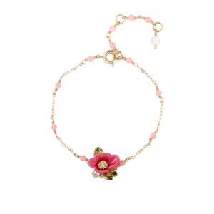 925 sterling silver link chain enameled flower bracelets gold plated China jewelry factory