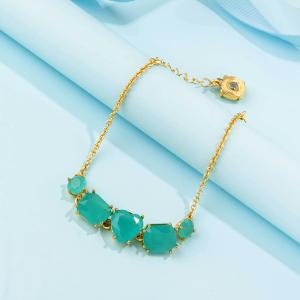 925 sterling silver link chain bracelets with stones gold plated China jewelry manufacturer