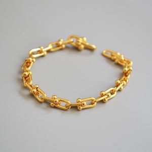 U type link chain bracelets gold Rhodium plated 925 sterling silver luxury jewelry accessories China manufacturer