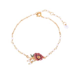 925 sterling silver link chain enameled flower bracelets gold plated China jewelry manufacturer