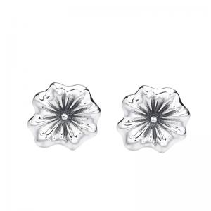 Silver Stud Earrings Lotus Leaf with Antique Silver Finish