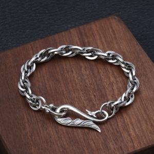 Solid 925 Sterling silver Link Chain Bracelets Twisted Eagle Hook Clasp