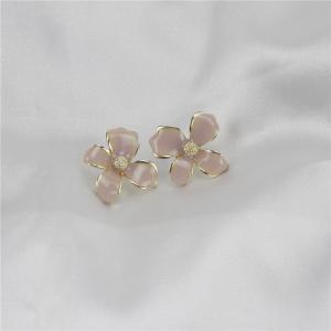 Alloy flower stud earring with enamel with 925 sterling silver post pin 