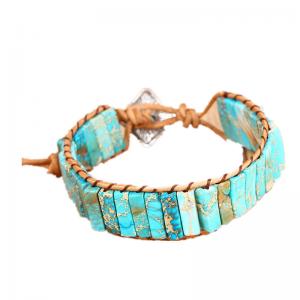 Blue Gemstone Beaded Bracelets Natural Square Beads Fashion Jewelry Accessories Manufacturer Factory Supplier 