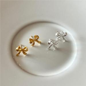Bowknots Stud Earrings 925 Sterling Silver Jewelry Accessories