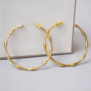 Brass bamboo hoop earring with gold plating