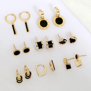 925 Sterling Silver Earrings Black Agate Series Fine Jewelry Accessories