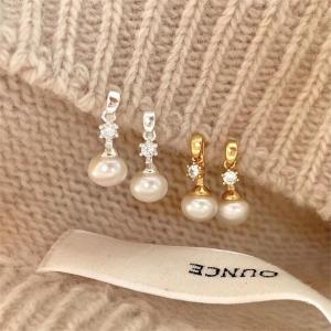 Dangle Earrings White Pearls and stones 925 Sterling Silver Jewelry Accessories