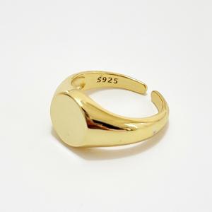 Gold plated 925 sterling silver smooth adjustable band rings without stones