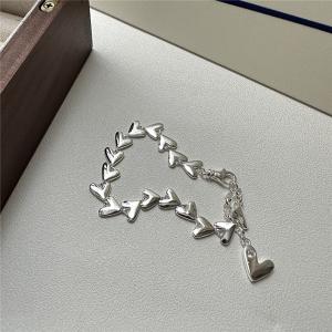 Hearts Parts Link Chain 925 Sterling Silver Bracelets