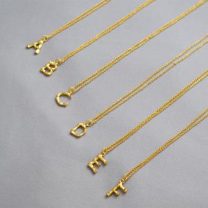Letter Alphabet pendant necklaces 925 sterling silver brass with gold plated 