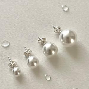 Pearl Stud Earrings Round Pearl 925 Sterling Silver Post Earring hand-made designer vintage luxury jewelry accessories gift For Women 
