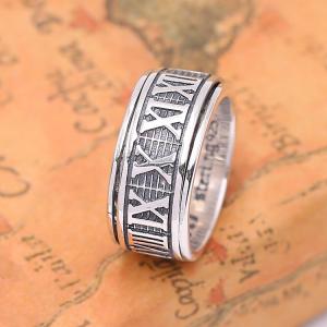 Roman Numbers Numerals Band Rings Antique Silver ring Punk Vintage Handmade Deisnger Jewelry Accessories Gift For Men Women