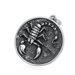 Scorpion Round Pendant Necklaces 925 Sterling Silver Jewelry Accessories