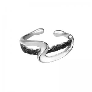 Adjustable Band Rings Irregular Textured Two Tone 925 Sterling Silver Jewelry 52-J1330