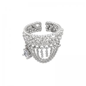 Adjustable Band Rings Irregular Textured Tassels 925 Sterling Silver Jewelry 56-J1267