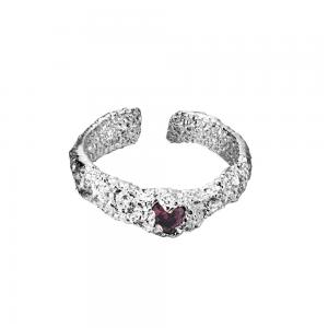 Adjustable Band Rings Irregular Rock Textured With Stone 925 Sterling Silver Jewelry 75-J1236