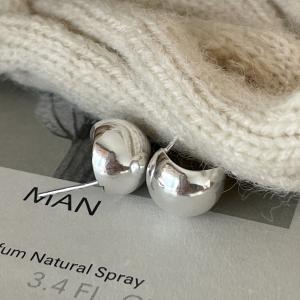 Smooth Stud Earrings Hemisphere 925 Sterling Silver Post Earring hand-made designer vintage luxury jewelry accessories gift For Women