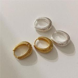 Textured Hoop Huggie Earrings 925 Sterling Silver Earring hand-made designer vintage luxury jewelry accessories gift For Women Gold Silver