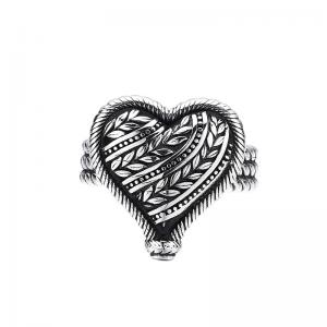 Vintage Sterling Silver Adjustable Heart Ring with Intricate Wheat and Braided Details