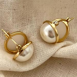 White Pearls Huggie Earrings 925 Sterling Silver Jewelry Accessories
