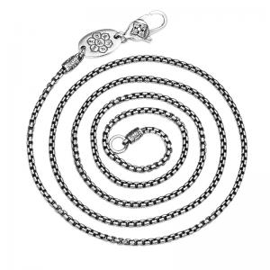 925 Sterling Silver Necklace 2mm Thick Box Chain in Antique Silver Finish Vintage Charm Unisex Style Jewelry